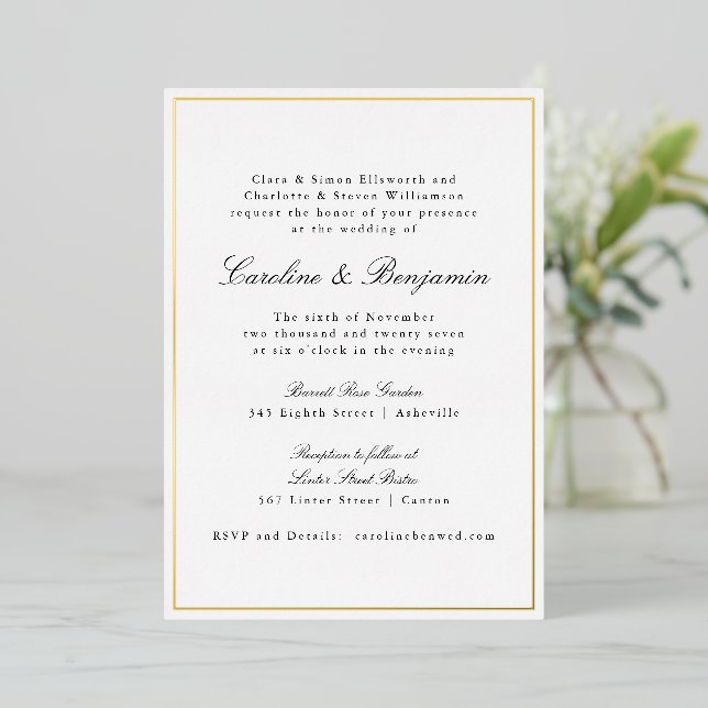 Formal Classic Gold Border Elegant Chic Wedding  (Standing Front)