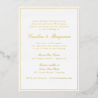 Formal Classic Gold Border Elegant Script Wedding 