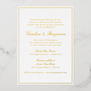 Formal Classic Gold Border Elegant Script Wedding
