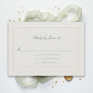 Formal Classic Green Elegant Ecru Wedding RSVP