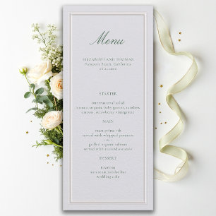 Formal Classic Green Elegant Frame Ivory Wedding Menu