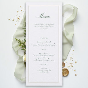 Formal Classic Green Elevated Frame Pearl Wedding Menu