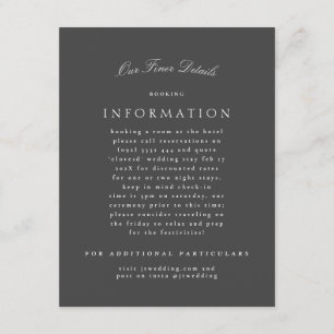Formal Classic Grey Calligraphy Wedding Details Enclosure Card