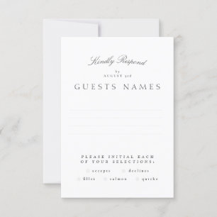 Formal Classic Grey White Calligraphy Wedding RSVP Card
