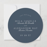 Formal Classic Navy Blue Calligraphy Round Photo
