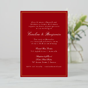Formal Classic Red Gold Border Elegant Wedding 