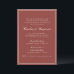 Formal Classic Rust Red Script Elegant Wedding Invitation<br><div class="desc">A timeless wedding invitation featuring a rich rust red background with classic serif and script typography for a refined and sophisticated look. A thin white border adds a touch of elegance, making it perfect for modern, rustic, or autumn weddings. Ideal for couples looking for a simple yet stylish wedding stationery...</div>