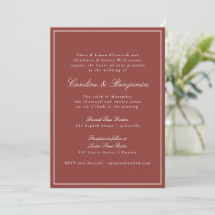 Formal Classic Rust Red Script Elegant Wedding Invitation