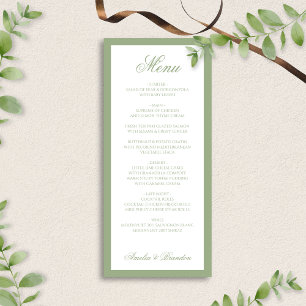 Formal Classic Sage Green Border Script Wedding Menu