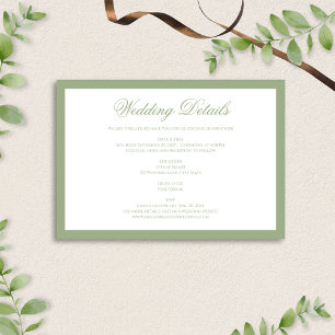 Formal Classic Sage Green Border Wedding Details Enclosure Card