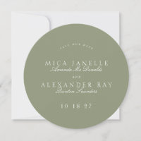 Formal Classic Sage Green Calligraphy Round Photo
