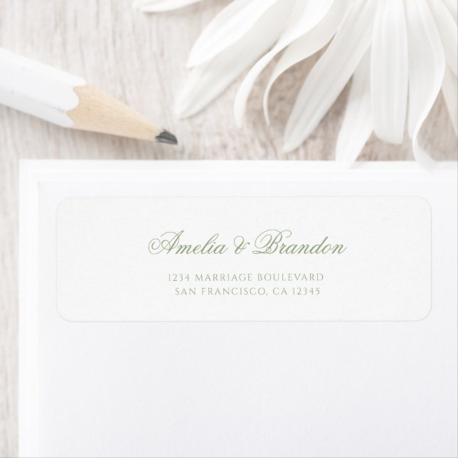 Formal Classic Sage Green Script Wedding Address (Insitu)