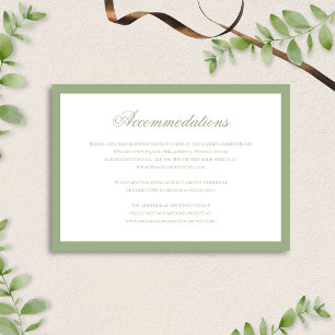 Formal Classic Sage Green Wedding Accommodation Enclosure Card