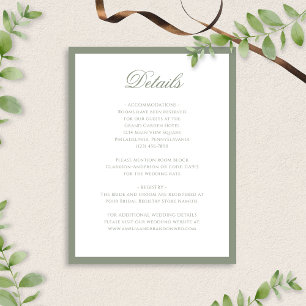 Formal Classic Sage Green Wedding Details Enclosure Card
