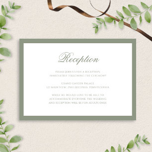 Formal Classic Sage Green Wedding Reception Enclosure Card