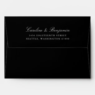 Formal Classic Script Elegant Return Address Black Envelope