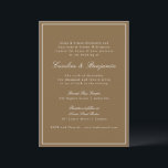 Formal Classic Warm Brown Script Elegant Wedding Invitation<br><div class="desc">A refined wedding invitation featuring a warm brown background with classic serif and script typography for a timeless and sophisticated look. A thin white border frames the design, adding a touch of elegance. Perfect for modern, rustic, or autumn weddings, this invitation sets the tone for a stylish and intimate celebration....</div>