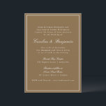 Formal Classic Warm Brown Script Elegant Wedding Invitation<br><div class="desc">A refined wedding invitation featuring a warm brown background with classic serif and script typography for a timeless and sophisticated look. A thin white border frames the design, adding a touch of elegance. Perfect for modern, rustic, or autumn weddings, this invitation sets the tone for a stylish and intimate celebration....</div>