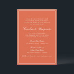 Formal Classic Warm Orange Script Elegant Wedding Invitation<br><div class="desc">A refined wedding invitation featuring a warm orange background with classic serif and script typography for a timeless and sophisticated look. A thin white border frames the design, adding a touch of elegance. Perfect for modern, rustic, or autumn weddings, this invitation sets the tone for a stylish and intimate celebration....</div>
