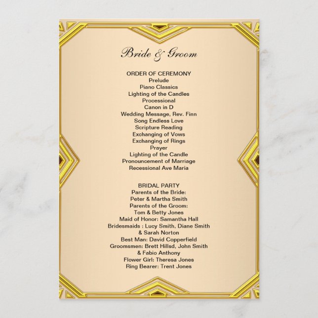 Formal Classic Wedding Program Programme (Front)
