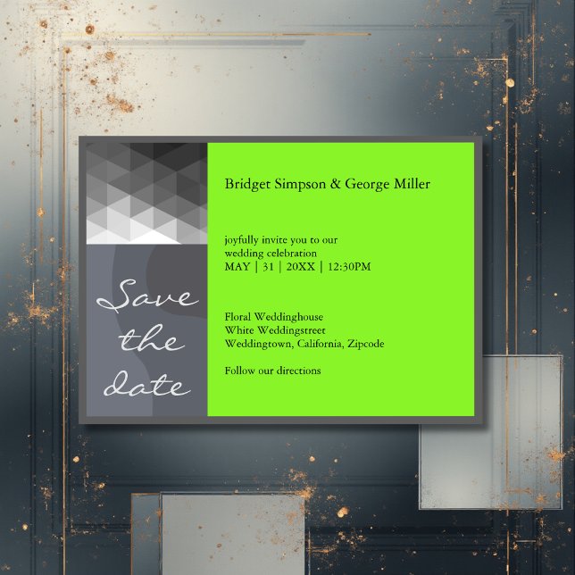 Formal clean geometric wedding safe the date  invitation (Creator Uploaded)
