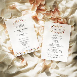 Formal Colourful Floral Wedding Details and Invitation