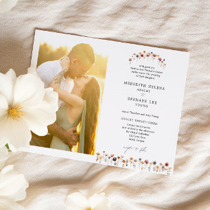 Formal Colourful Floral Wedding Photo Horizontal Invitation