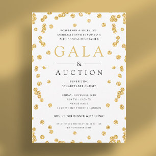 Formal Corporate Gala & Auction Gold Glitter Invitation