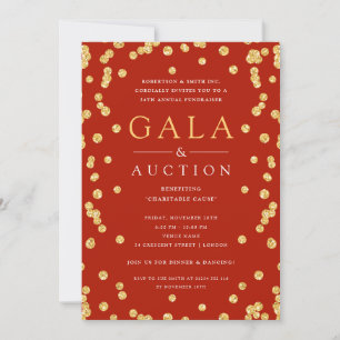 Formal Corporate Gala & Auction Gold Glitter Red  Invitation