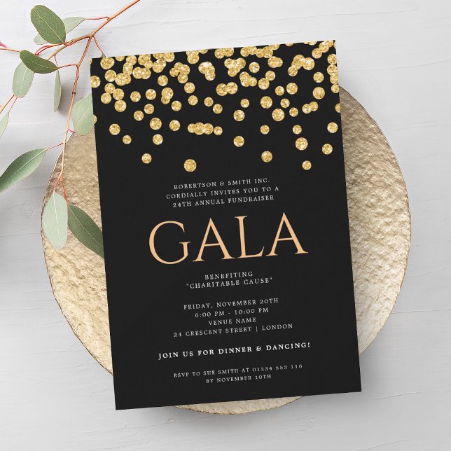 Formal Corporate Gala Ball Gold Glitter Confetti Invitation (Formal Corporate Gala Ball Gold Glitter Confetti Invitation)