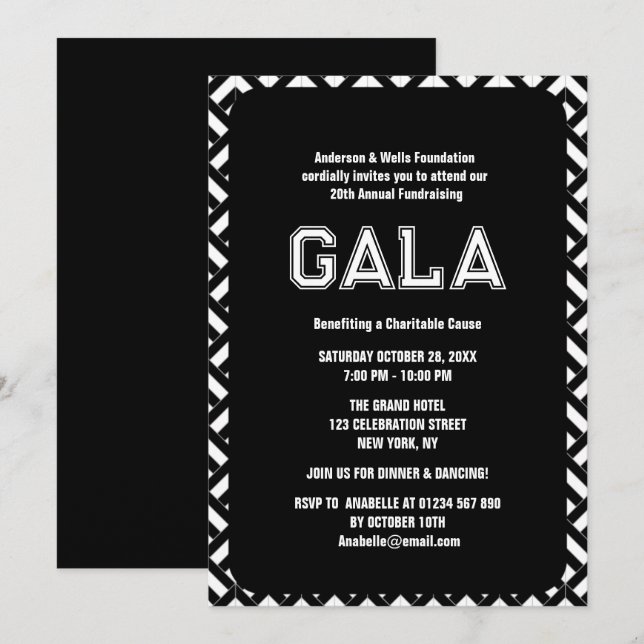  Formal Corporate Gala Ball Party Fundraiser Event Invitation (Front/Back)
