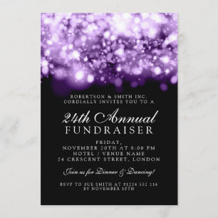 Formal Corporate Gala Purple Sparkling Lights Invitation