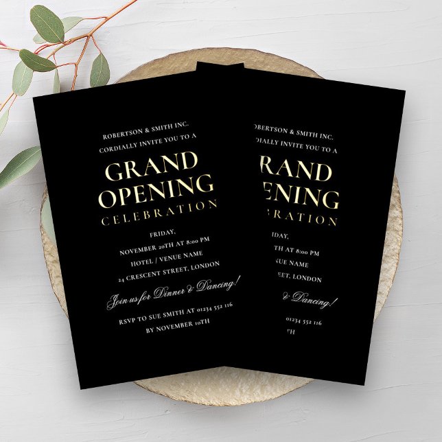 Formal Corporate Grand Opening Black (Formal Corporate Grand Opening Black Foil Invitation)