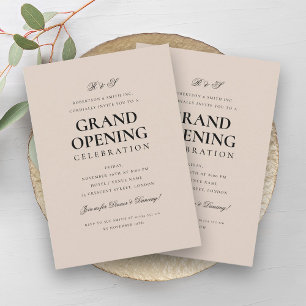 Formal Corporate Grand Opening Monogram Champagne  Invitation