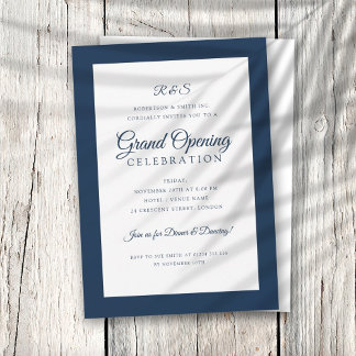 Formal Corporate Grand Opening Monogram Navy  Invitation