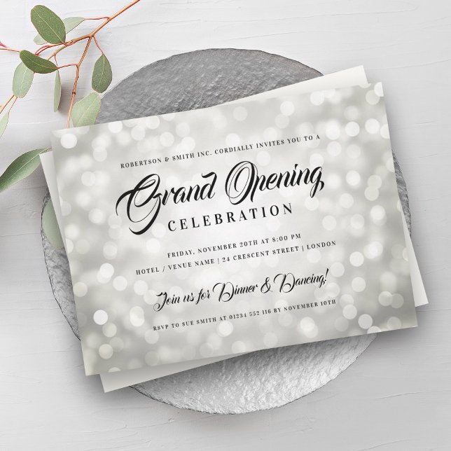 Formal Corporate Grand Opening Silver Lights Invitation (Formal Corporate Grand Opening Silver Lights Invitation)