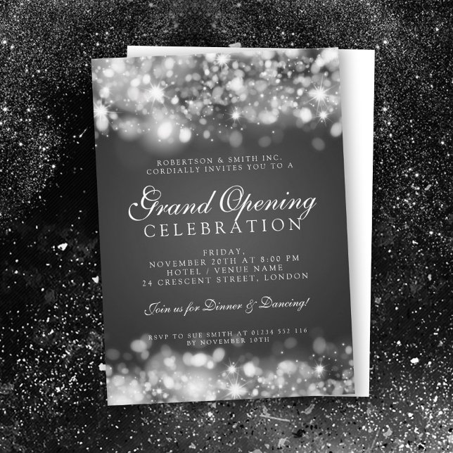 Formal Corporate Grand Opening Silver Lights Invitation (Creator Uploaded)