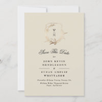 Formal Cream Black Monogram Gold Crest Photo