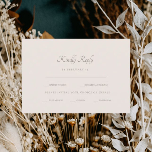 Formal Cream Dinner Options RSVP Card (Creator Uploaded)