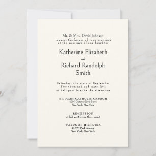 Formal Cream Wedding Bride Parents  Invitation