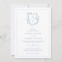 Formal Crest Dusty Blue Monogram Wedding
