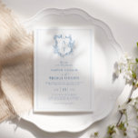 Formal Crest Vibrant Blue Monogram Wedding Invitation<br><div class="desc">Formal & elegant crest monogram vibrant blue wedding invitation.</div>