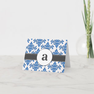 Formal Damask Monogram Note Card