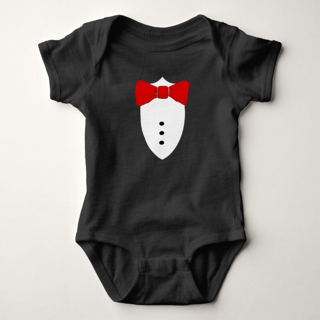 Formal Dress Up Red Tie Baby Bodysuit (Front)