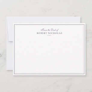 Formal Dusty Mauve Script Two Border Stationery Card