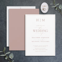 Formal Dusty Rose Monogram Calligraphy Wedding