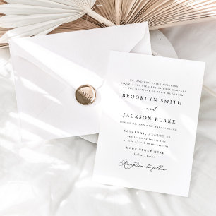 Formal Elegant Black and White Script Wedding Invitation