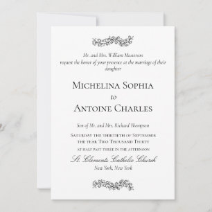 Formal Elegant Black and White Wedding Invitation