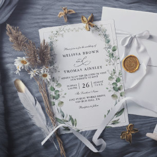 Formal Elegant Botanical Acrylic QR Code Wedding Invitation