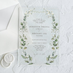 Formal Elegant Botanical Wedding Acrylic Invitations